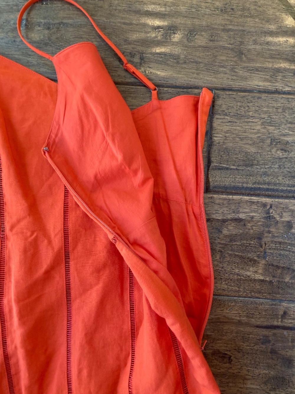 Banana Republic Linen Blend Midi Dress Sz 6 Orange Spring Party Wedding Guest - Picture 7 of 9